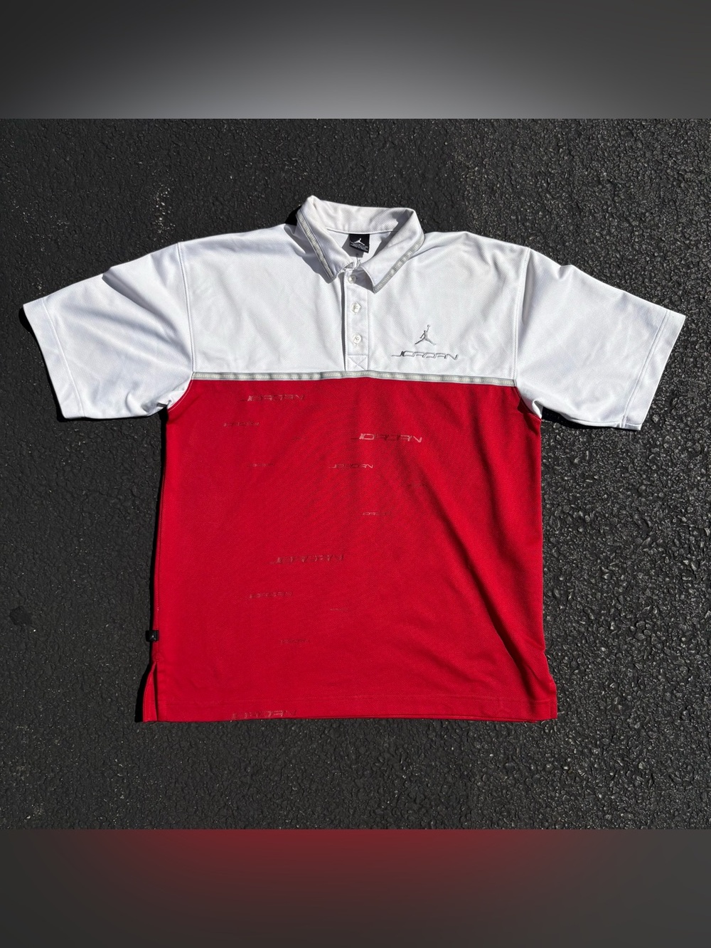 Vintage Air Jordan 22 Button Up Polo Shirt AOP USA Y2K Basketball Embroidered L